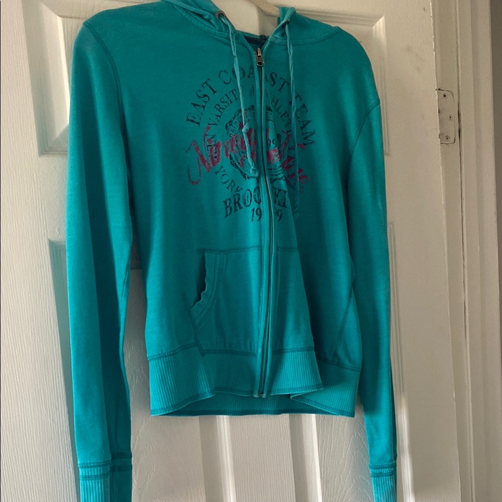 SO Blue Zippered Relaxed Hoodie